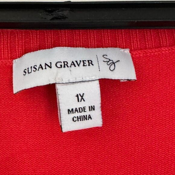 Susan Graver Pink Slit Sleeve Scoop Neck Short Sleeve Tunic Top Size 1X - Picture 6 of 6